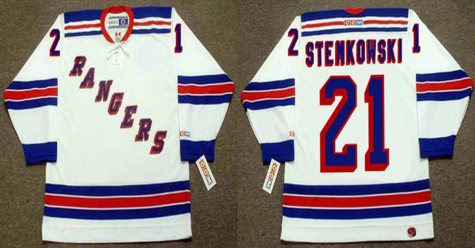 2019 Men New York Rangers #21 Stemkowski white CCM NHL jerseys->new york rangers->NHL Jersey